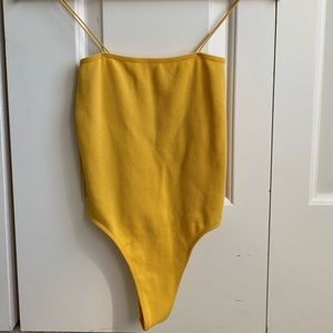 PACSUN BASICS yellow noodle strap bodysuit